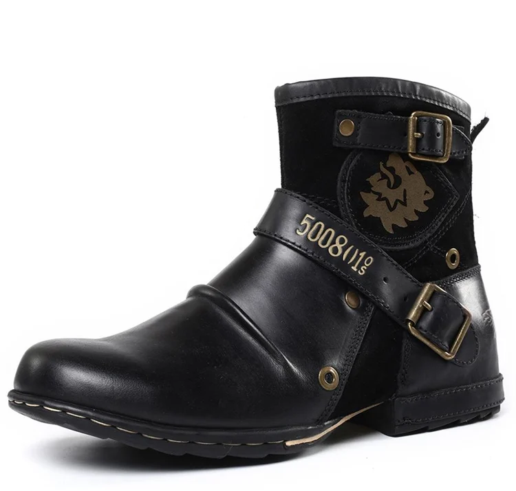 Męskie - Buty skórzane - Skóra i guma - Stylowe i trwałe obuwie