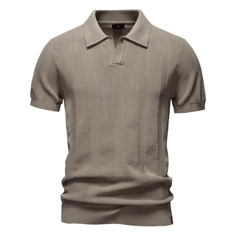 Męska - Stylowa koszulka polo w paski - Wygodna mieszanka bawełny - Casual Fashion na każdą okazję