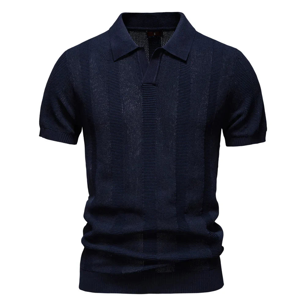 Męska - Stylowa koszulka polo w paski - Wygodna mieszanka bawełny - Casual Fashion na każdą okazję