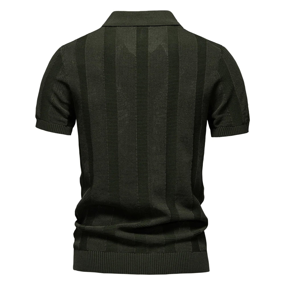 Męska - Stylowa koszulka polo w paski - Wygodna mieszanka bawełny - Casual Fashion na każdą okazję