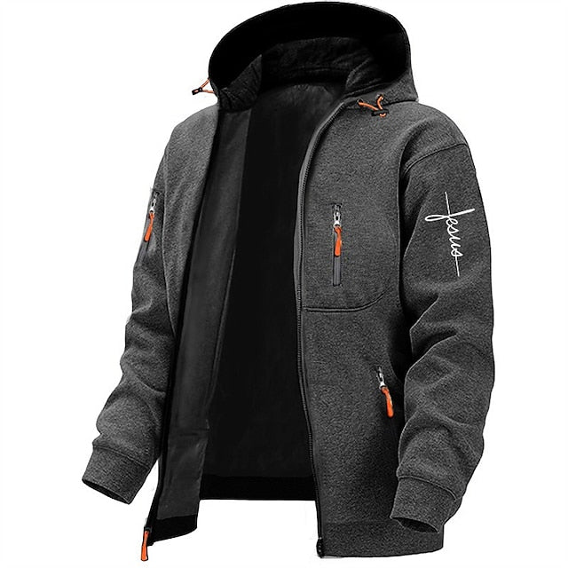 Męska - Bluza z kapturem - Wygodny zamek błyskawiczny - Miękki materiał - Stylowa odzież codzienna