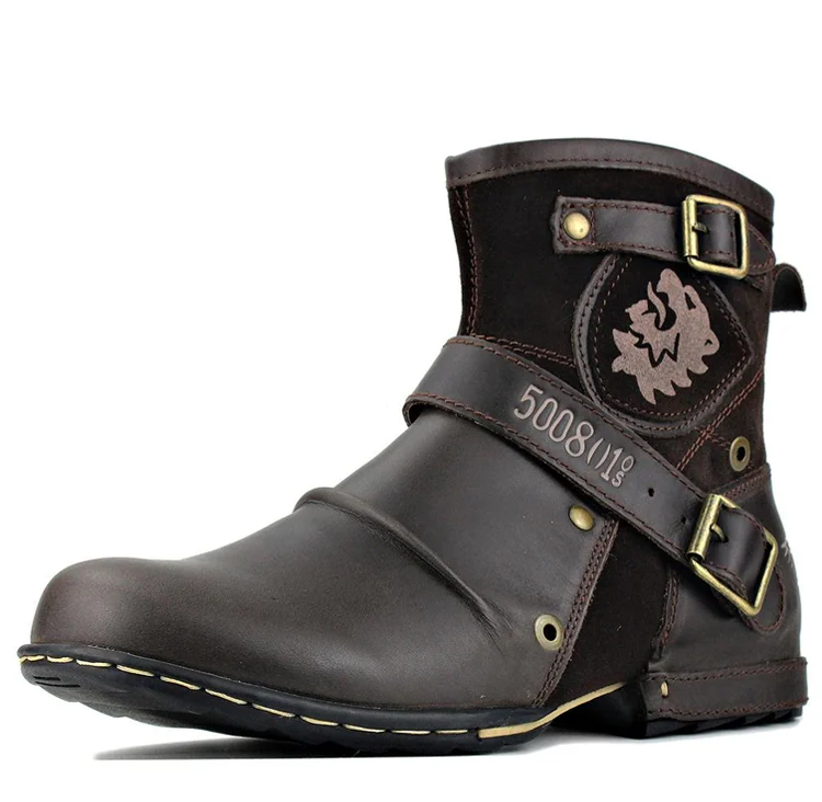 Męskie - Buty skórzane - Skóra i guma - Stylowe i trwałe obuwie