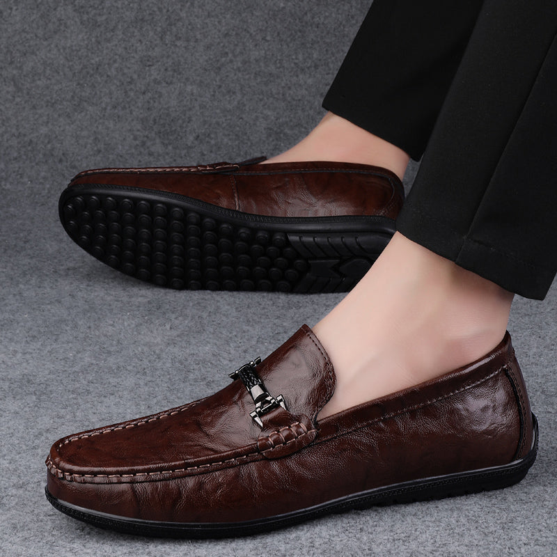 Męskie - Czarne buty wsuwane - Wygodne codzienne obuwie - Stylowy i wszechstronny design
