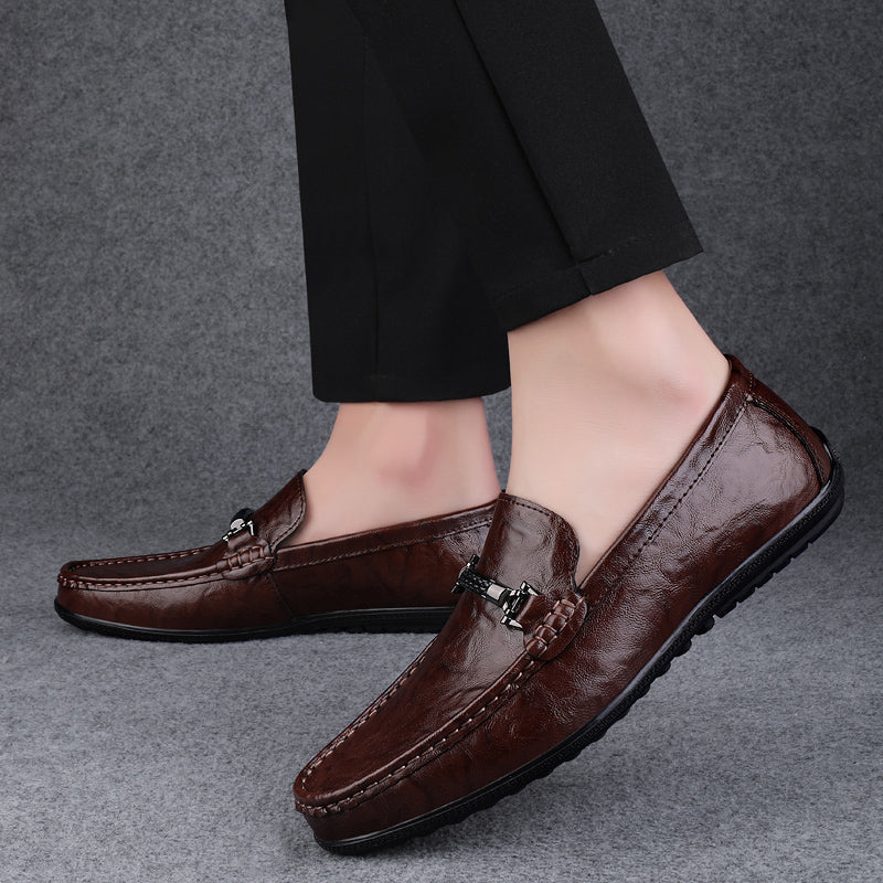 Męskie - Czarne buty wsuwane - Wygodne codzienne obuwie - Stylowy i wszechstronny design
