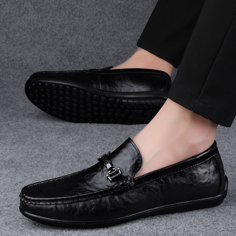 Męskie - Czarne buty wsuwane - Wygodne codzienne obuwie - Stylowy i wszechstronny design