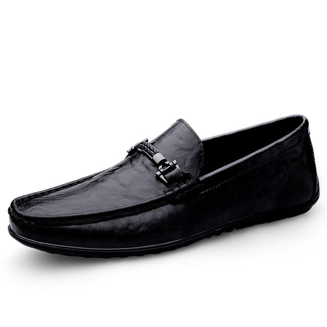 Męskie - Czarne buty wsuwane - Wygodne codzienne obuwie - Stylowy i wszechstronny design