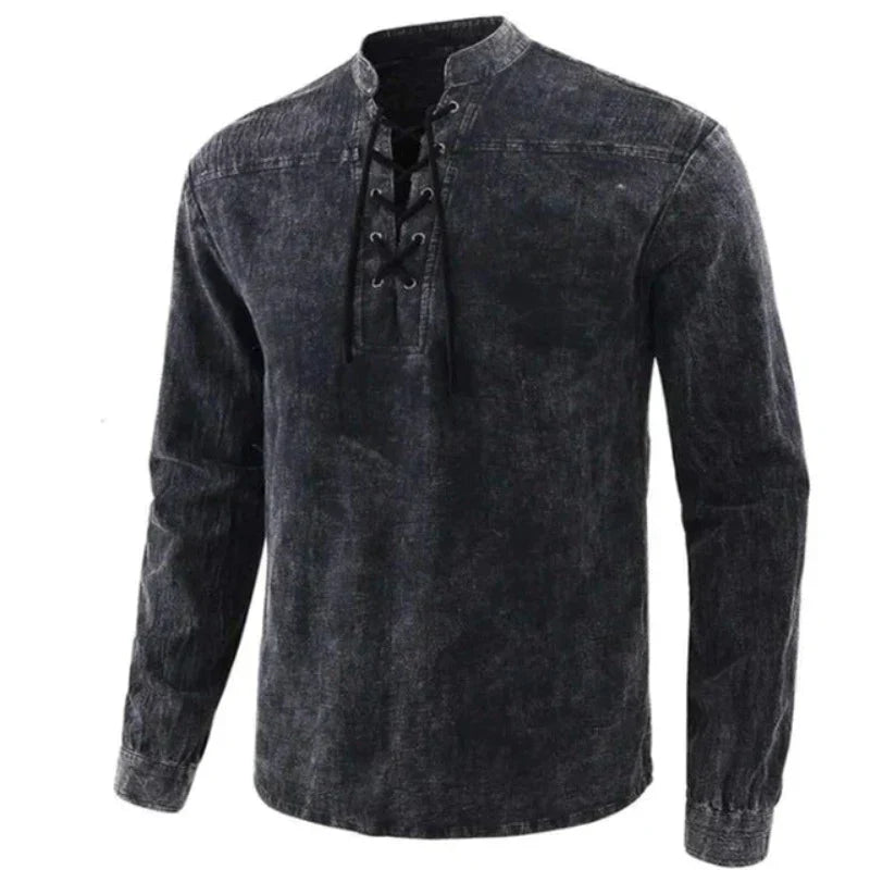 Męska - Koszulka z dekoltem w serek - Miękka bawełna - Casual T-Shirt