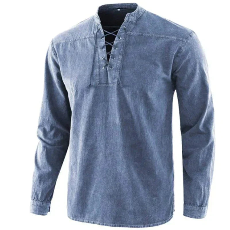 Męska - Koszulka z dekoltem w serek - Miękka bawełna - Casual T-Shirt