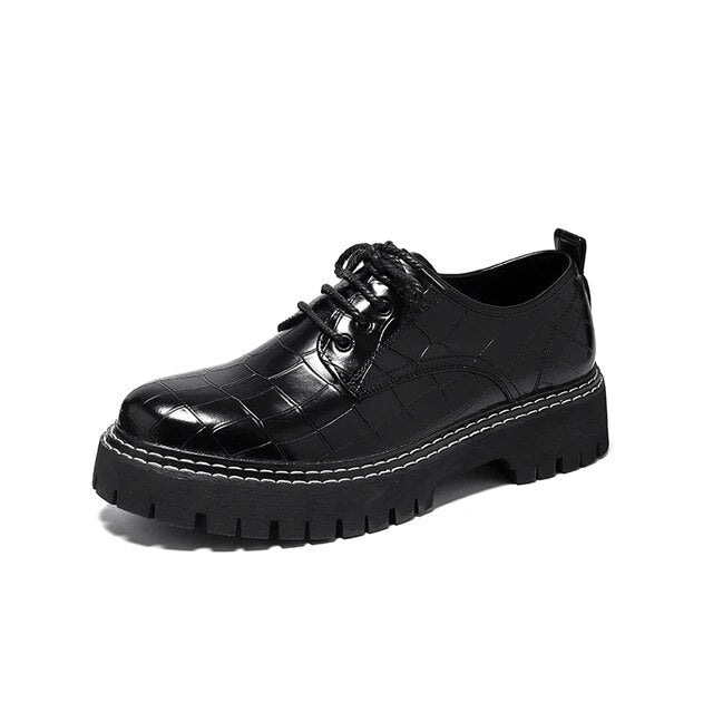 Męskie - buty Oxford - Skórzane z krokodylim wzorem - Eleganckie obuwie wizytowe dla każdego stylu