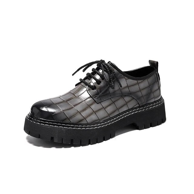 Męskie - buty Oxford - Skórzane z krokodylim wzorem - Eleganckie obuwie wizytowe dla każdego stylu