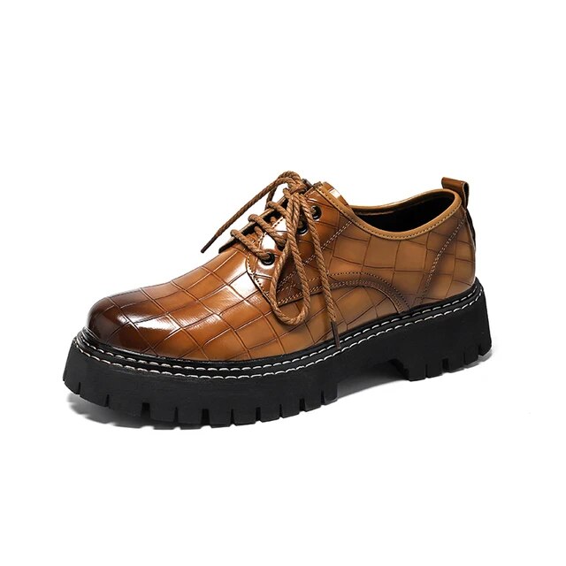 Męskie - buty Oxford - Skórzane z krokodylim wzorem - Eleganckie obuwie wizytowe dla każdego stylu