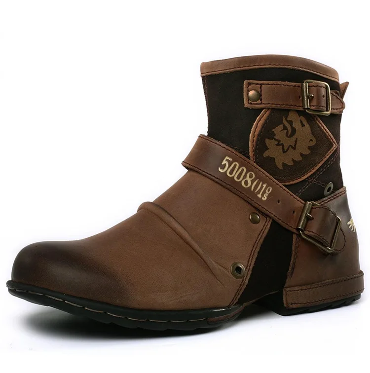 Męskie - Buty skórzane - Skóra i guma - Stylowe i trwałe obuwie