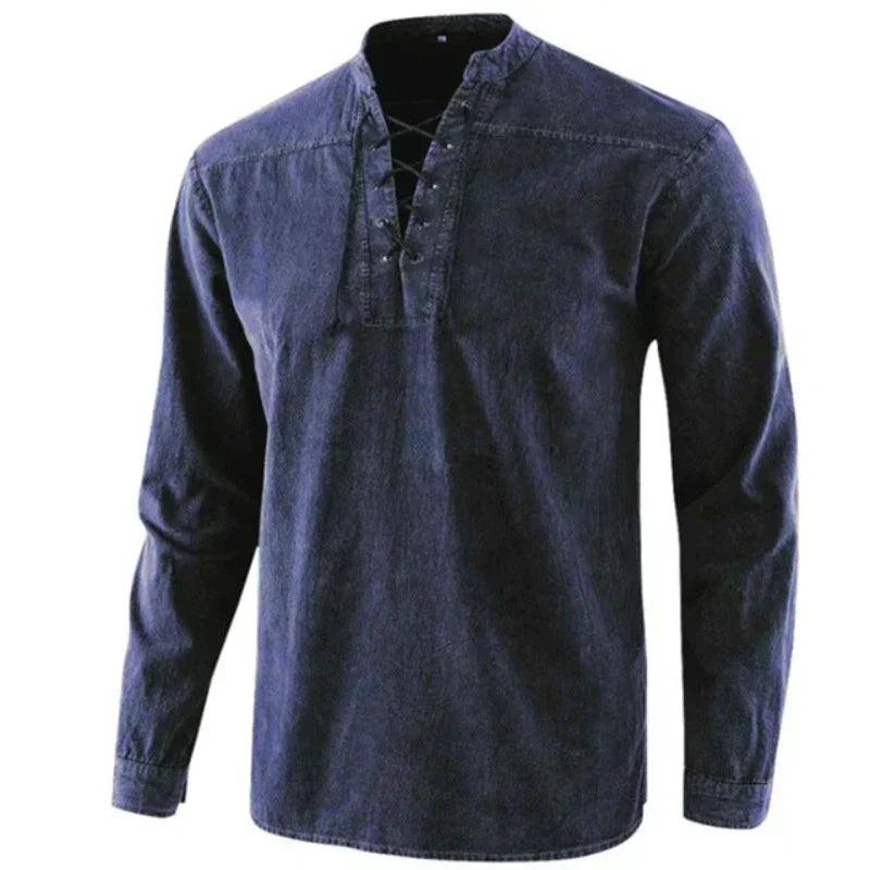 Męska - Koszulka z dekoltem w serek - Miękka bawełna - Casual T-Shirt