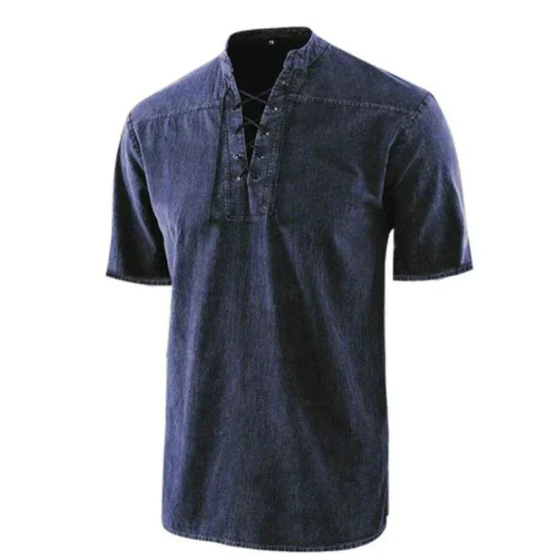 Męska - Koszulka z dekoltem w serek - Miękka bawełna - Casual T-Shirt