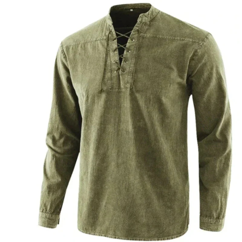 Męska - Koszulka z dekoltem w serek - Miękka bawełna - Casual T-Shirt