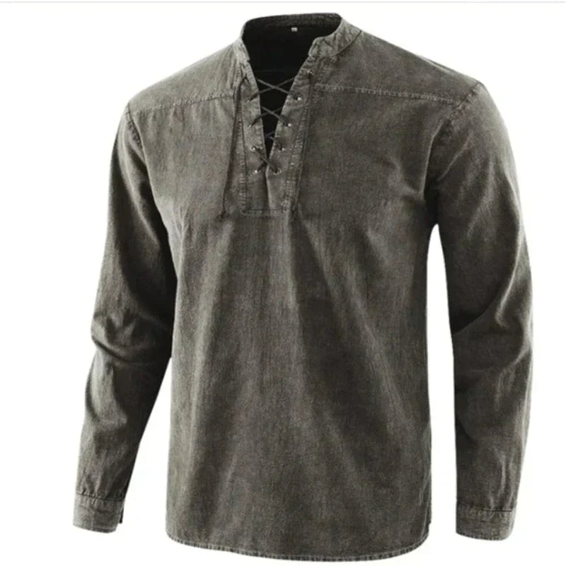 Męska - Koszulka z dekoltem w serek - Miękka bawełna - Casual T-Shirt