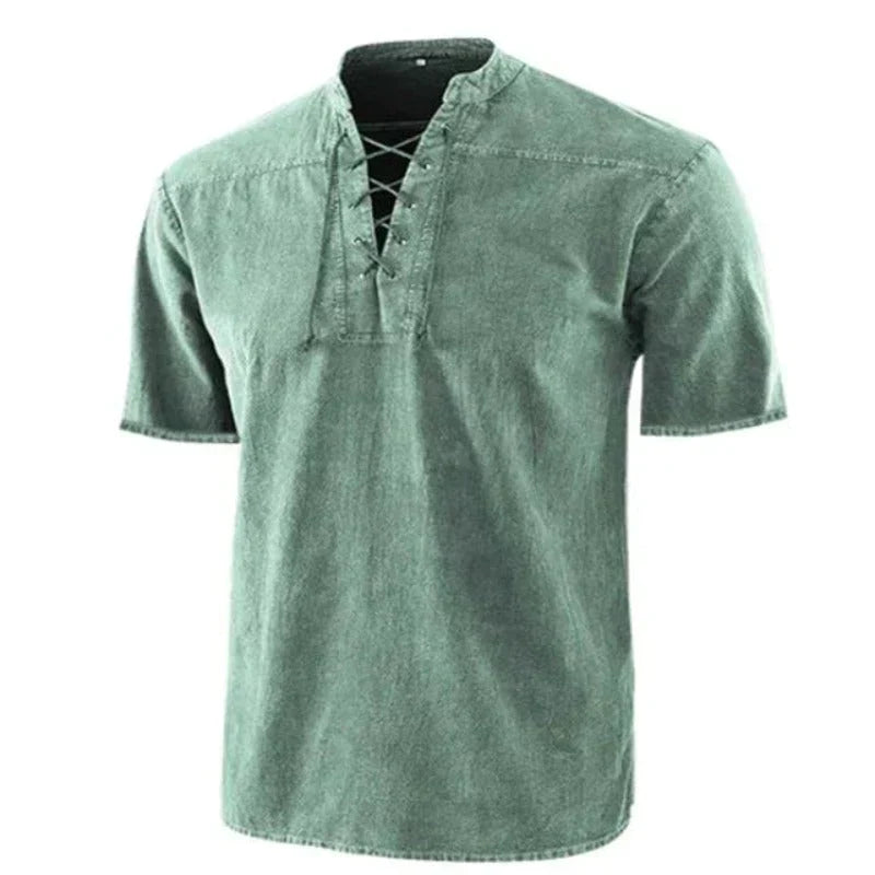Męska - Koszulka z dekoltem w serek - Miękka bawełna - Casual T-Shirt