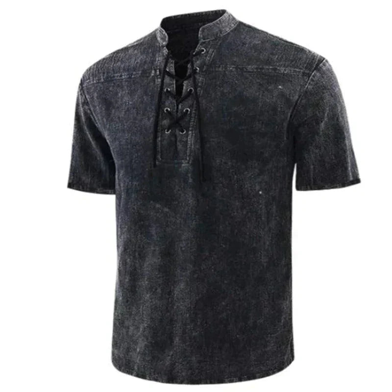 Męska - Koszulka z dekoltem w serek - Miękka bawełna - Casual T-Shirt