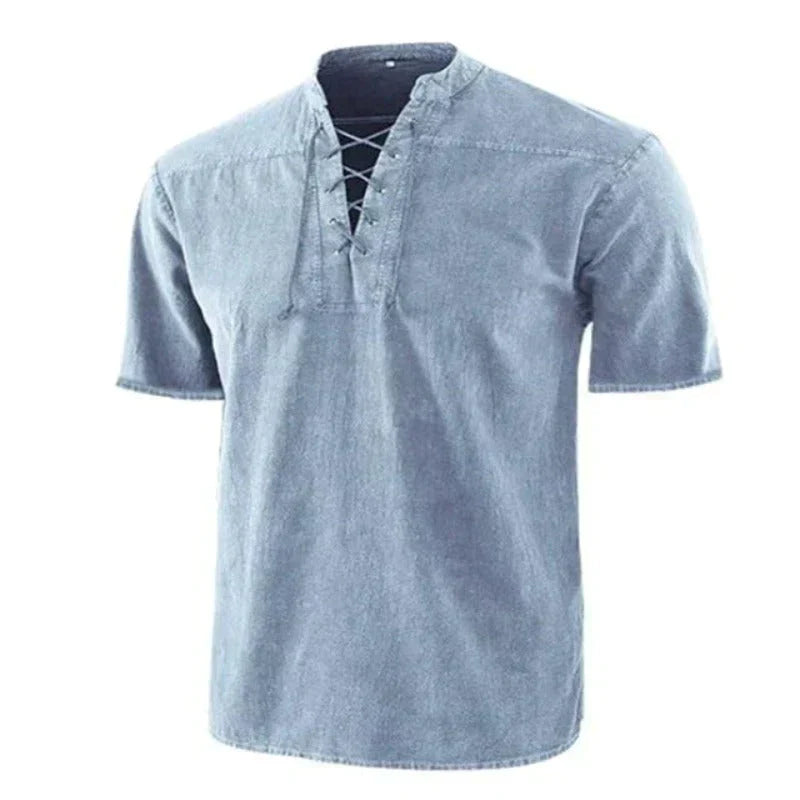 Męska - Koszulka z dekoltem w serek - Miękka bawełna - Casual T-Shirt