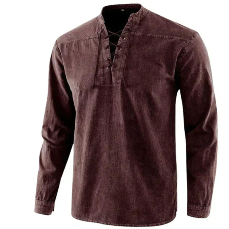 Męska - Koszulka z dekoltem w serek - Miękka bawełna - Casual T-Shirt