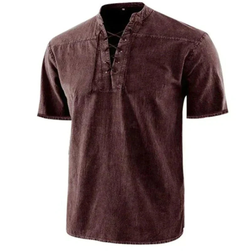 Męska - Koszulka z dekoltem w serek - Miękka bawełna - Casual T-Shirt