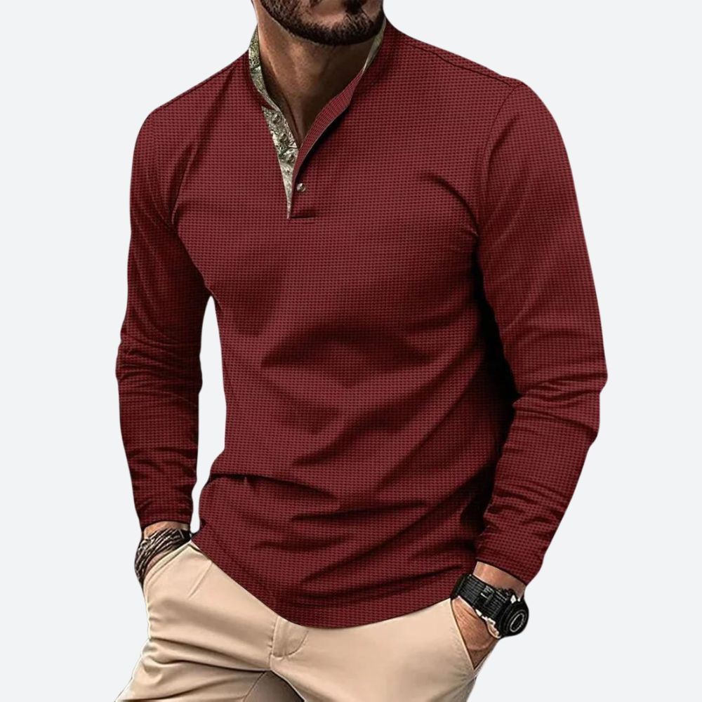 Męska - Koszulka polo z długim rękawem - Wygodny bawełniany materiał - Stylowy design idealny na każdą okazję