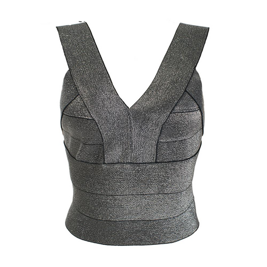 Damski - Crop Top - Czarny styl bandażowy - Wygodny i modny must-have na każdą okazję