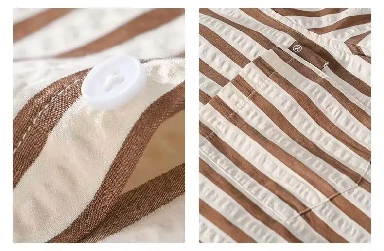 Męski - Koszula w paski - Miękka bawełniana mieszanka - Stylowy strój na co dzień