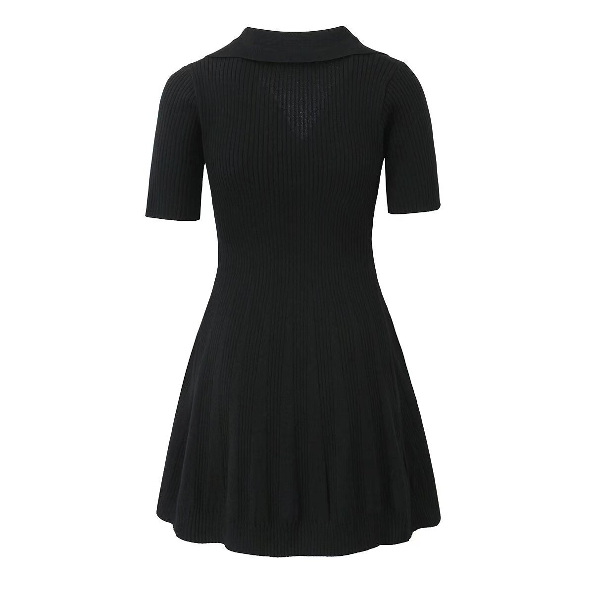 Damska - Sukienka dzianinowa - Poliester Krótki rękaw, V-Neck - Wygodna i stylowa, idealna na każdą okazję