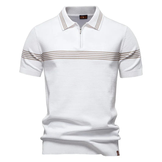 Męska - Koszulka polo - Bawełna - Wzór w paski - Komfortowy materiał - Codzienna elegancja