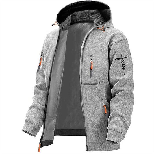 Męska - Bluza z kapturem - Wygodny zamek błyskawiczny - Miękki materiał - Stylowa odzież codzienna