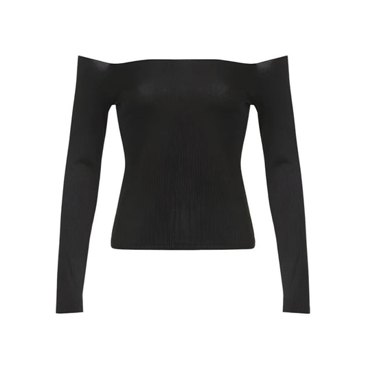 Damski - Top - Długi rękaw, odkryte ramiona - Miękki materiał - Modny must-have na każdą okazję